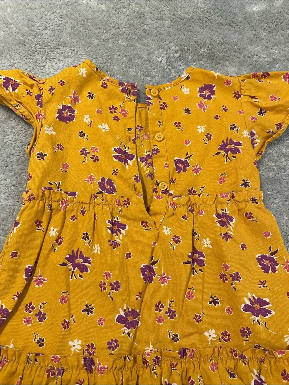 GAP Mustard Yellow Floral Ruffle-Sleeve Dress 2T